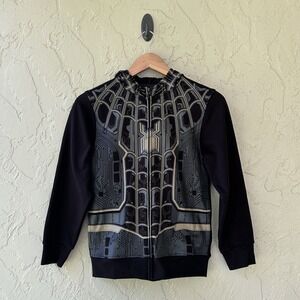 Marvel Studios Boys Size Medium Spider Man Mad Engine Black Hoodie Jacket NWT